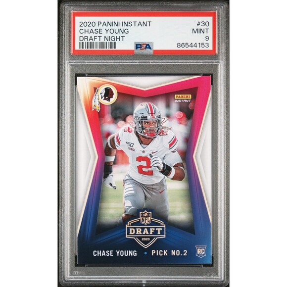 Chase Young 2020 Panini NFL Instant Draft Night #30 Rookie Card PSA 9 Mint - Picture 1 of 2